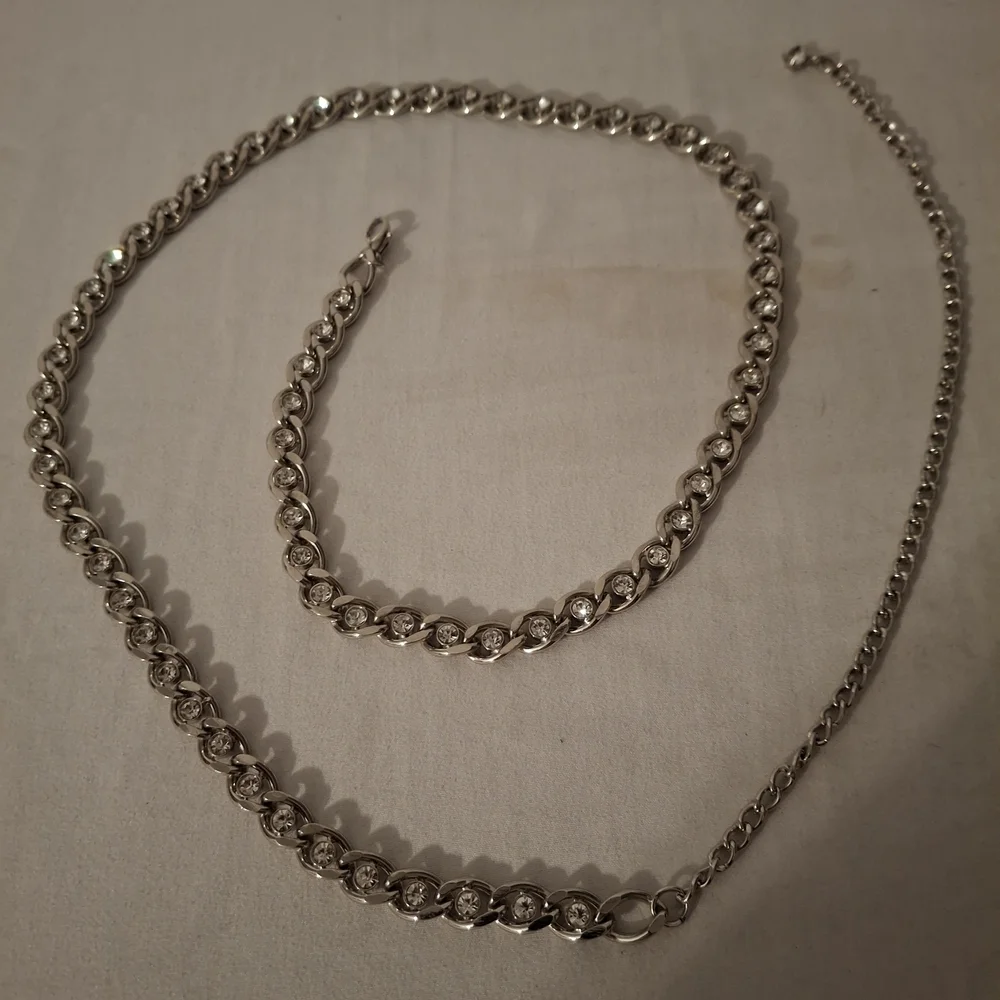 Silver Color Girl's Chain And Rhinestone Belt
